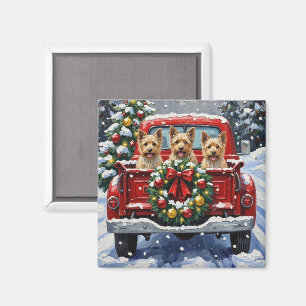 Cairn Terrier Weihnachten Rotes Lastwagen Urlaub Magnet