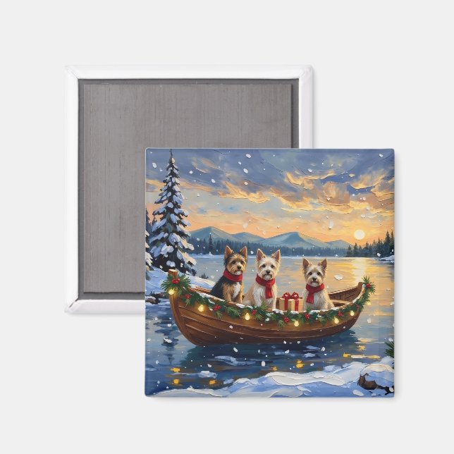 Cairn Terrier Weihnachtsboot Urlaub Magnet (Vorderseite/Rückseite)