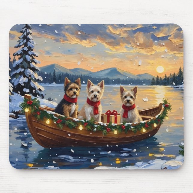 Cairn Terrier Weihnachtsboot Urlaub Mousepad (Vorne)