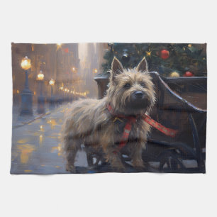 Cairn Terrier Weihnachtsfeiertage Geschirrtuch