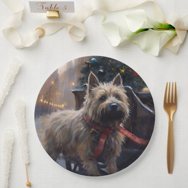 Cairn Terrier Weihnachtsfeiertage Pappteller (Hochzeit)