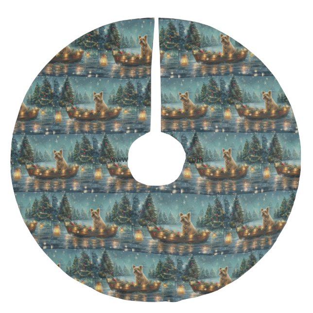 Cairn Terrier Weihnachtsfest Polyester Weihnachtsbaumdecke (Vorderseite)