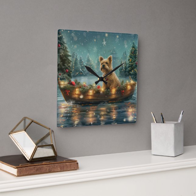 Cairn Terrier Weihnachtsfest Quadratische Wanduhr (Büro)