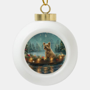 Cairn Terrier Weihnachtsfestreise Keramik Kugel-Ornament