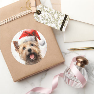 Cairn Terrier Weihnachtsmalerei Runder Aufkleber