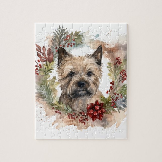 Cairn Terrier Weihnachtsmann Festliche Jungfrau (Vertikal)