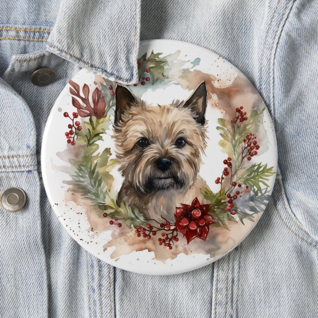 Cairn Terrier Weihnachtsmann Festliche Jungfrau Button (Beispiel)