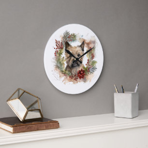 Cairn Terrier Weihnachtsmann Festliche Jungfrau Große Wanduhr