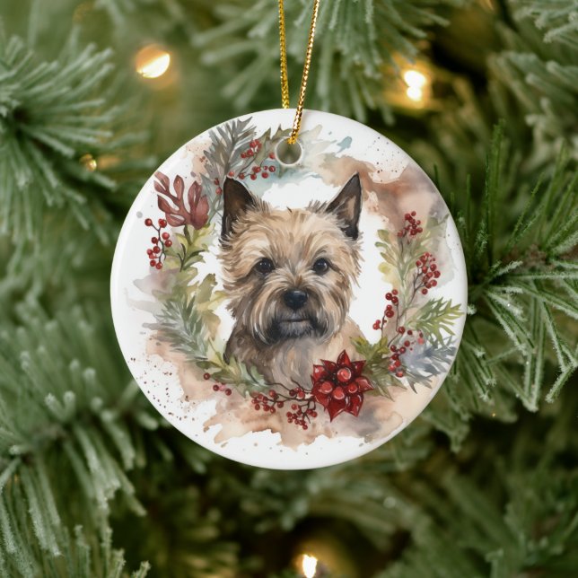 Cairn Terrier Weihnachtsmann Festliche Jungfrau Keramik Ornament (Baum)