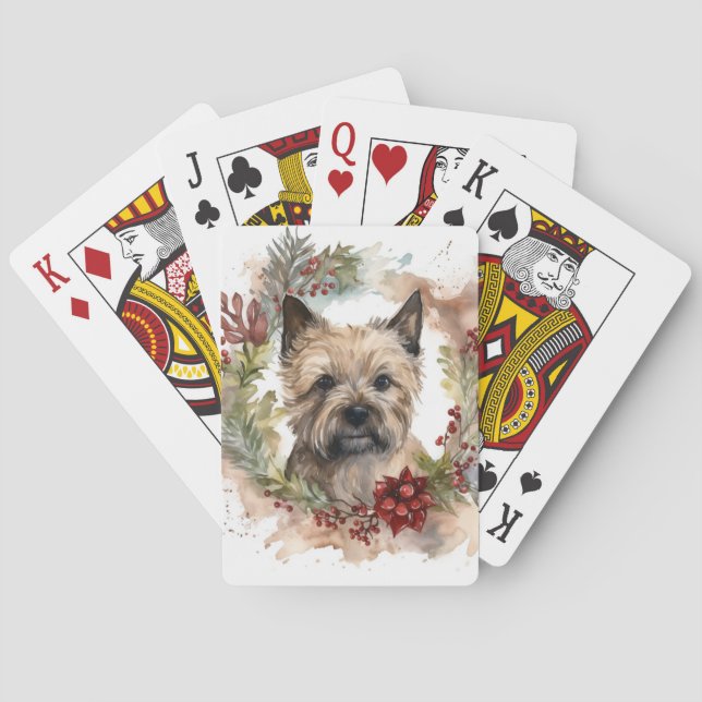 Cairn Terrier Weihnachtsmann Festliche Jungfrau Spielkarten (Rückseite)