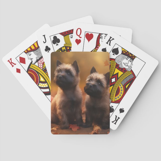 Cairn Terrier Welpe Herbst Kürbis Spielkarten (Rückseite)