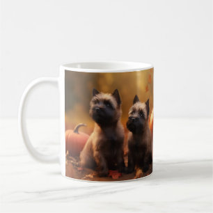 Cairn Terrier Welpe Herbstfreude Kürbis Kaffeetasse