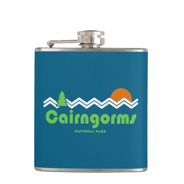 Cairngorms National Park Scotland Retro Flachmann (Vorderseite)