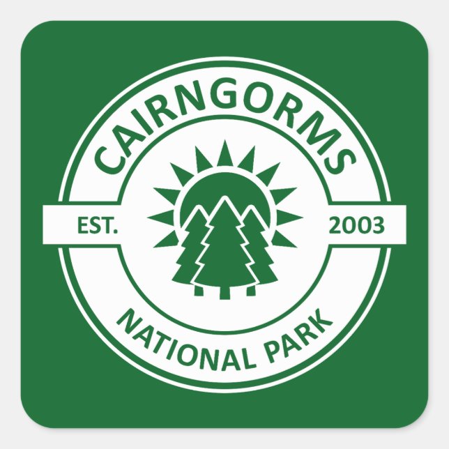 Cairngorms National Park Scotland Sun Trees Quadratischer Aufkleber (Vorderseite)