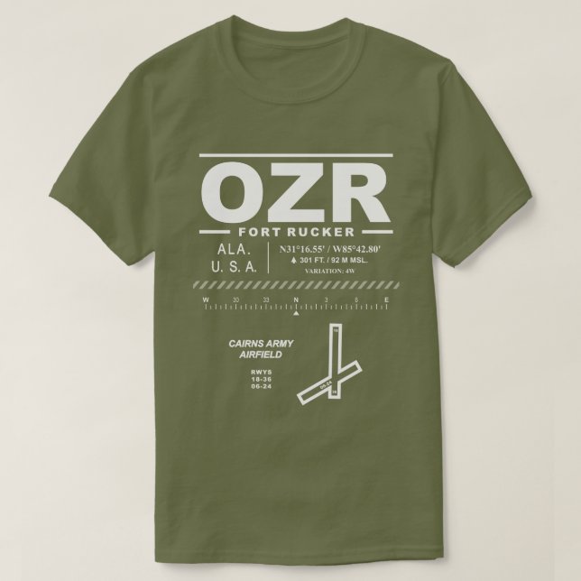 Cairns Army Airfield Fort Rucker OZR T-Shirt (Design devant)
