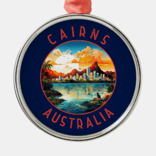 Cairns Australia Retro Distressed Circle Ornament Aus Metall