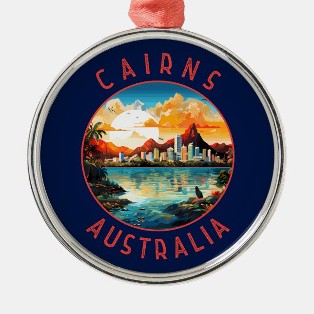 Cairns Australia Retro Distressed Circle Ornament Aus Metall (Vorne)