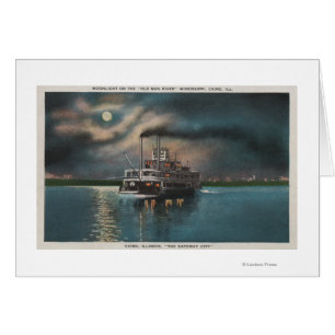 Cairo, IL - Vue nocturne de Steamer sur Miss. Rivi