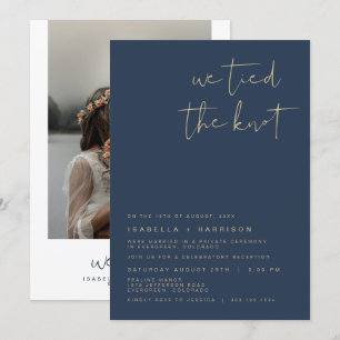CAITLIN Edgy Navy Gold Foto-Elopement-Rezeption Einladung