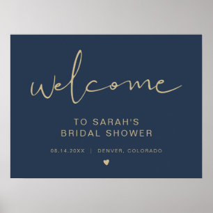 CAITLIN Elegante Navy-Goldene Hochzeitsdusche Begr Poster
