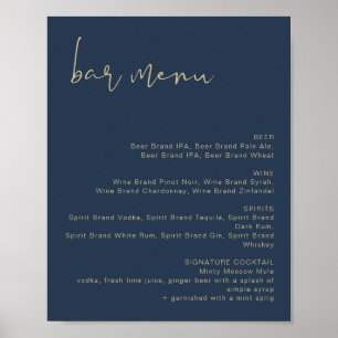 CAITLIN Marine et Gold Mariage Bar Menu Poster