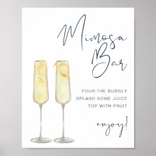 CAITLIN Marineblaues modernes Braut-Mimosa-Bar-Sch Poster