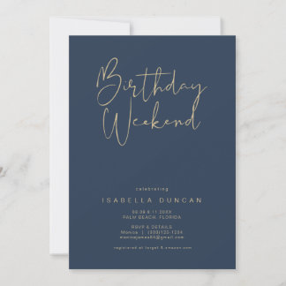CAITLIN Moderne Marine Geburtstagswochenende Einladung