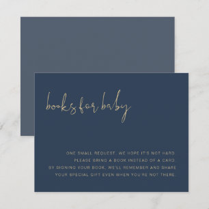 CAITLIN Moderne Navy Blue und Gold Bücher für Baby Einladung