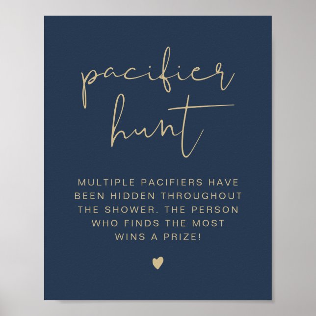 CAITLIN Navy Blue Schnuller Hunt Baby Showspiel Poster (Vorne)