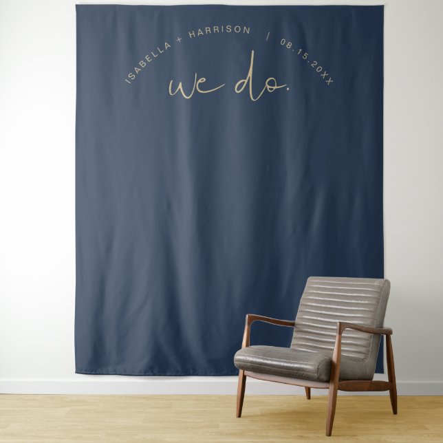 CAITLIN Navy Blue Wedding Backdrop Tapestry Wandteppich (Beispiel)