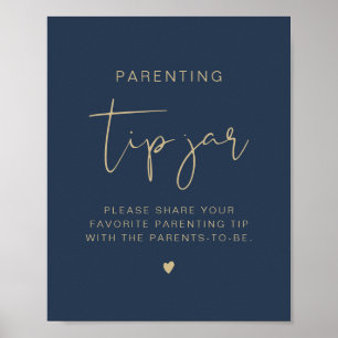 CAITLIN Navy & Gold Boho Tipp Jar und Ratgeber Unt Poster