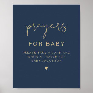 CAITLIN Navy & Gold Dusche Gebete für Baby-Signatu Poster