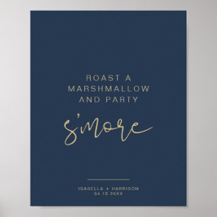 CAITLIN Navy & Gold Minimalistisch S'mores Bar Sig Poster