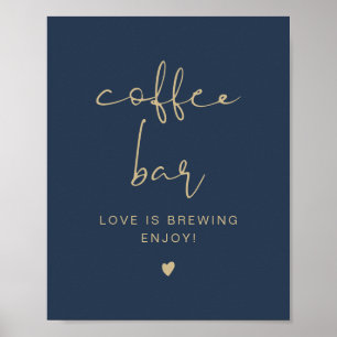 CAITLIN Navy & Gold modernes Kaffee-Bar-Tisch-Schi Poster