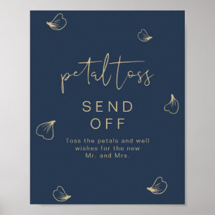 CAITLIN Navy & Gold Wedding Petal Tosend Off Poster