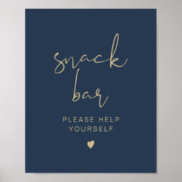 CAITLIN Navy und Gold Modern Snack Bar Poster