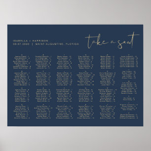 CAITLIN Navy und Gold Moderne Alphabetische Sitze Poster
