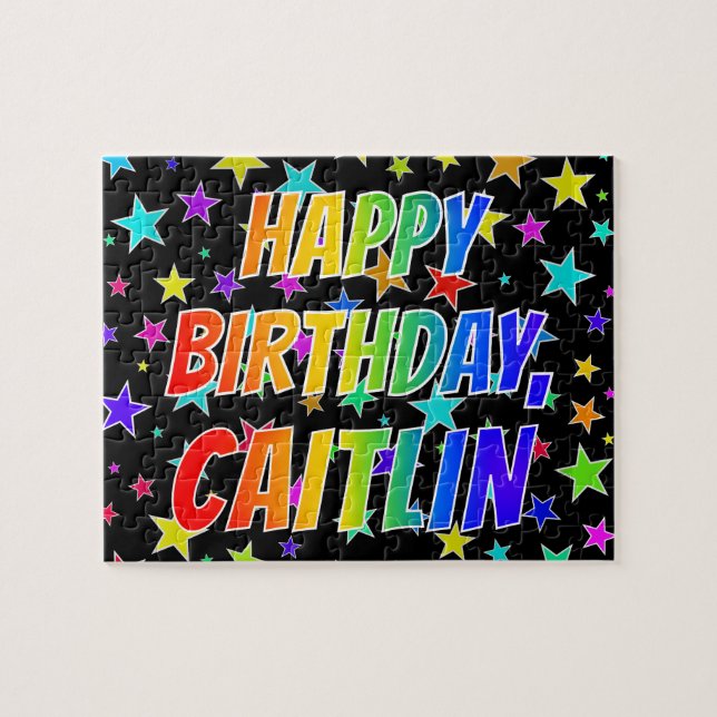 "CAITLIN" Vorname, Spaß "GLÜCKLICHER GEBURTSTAG" (Horizontal)