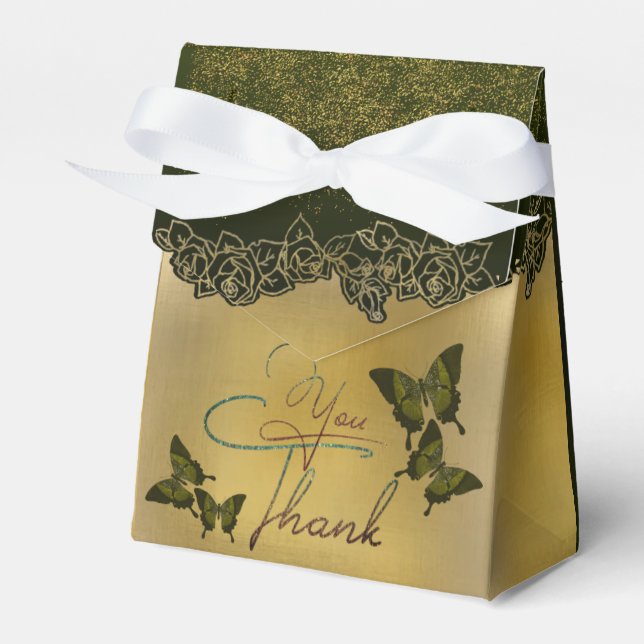 Caja de regalo con agradecimiento verde con rosas geschenkschachtel (Vorderseite)