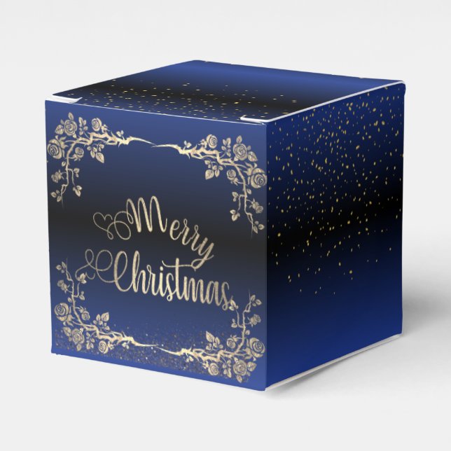 Caja de regalo para navidad con rosas  azul Royal Geschenkschachtel (Vorderseite)
