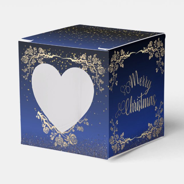 Caja de regalo para navidad con rosas  azul Royal Geschenkschachtel (Vorderseite)
