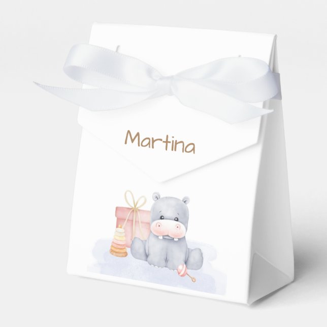 Cajita personalizada Hipopótamo Gris Geschenkschachtel (Vorderseite)