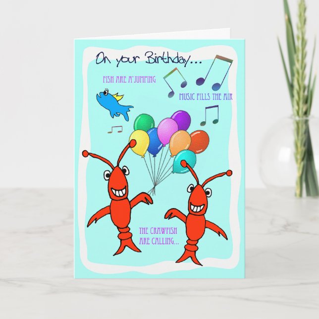 Cajun Crawfish Happy Birthday Karte (Vorderseite)