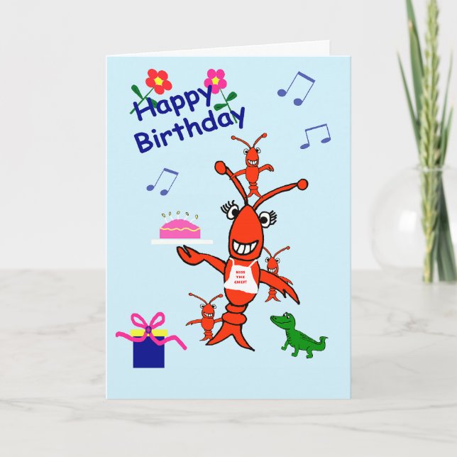 Cajun Crawfish Happy Birthday Karte (Vorderseite)