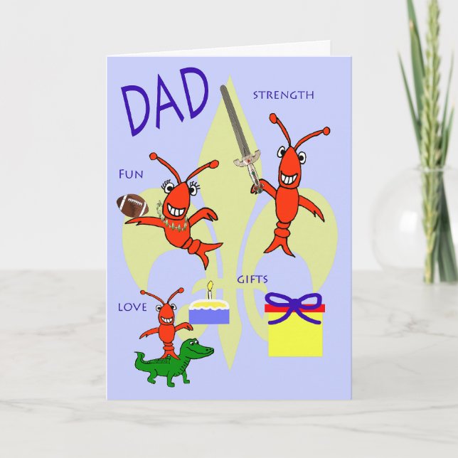 Cajun Crawfish Happy Birthday Vater Karte (Vorderseite)