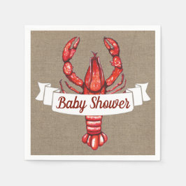 Cajun Crawfish & Imitate Burlap Baby Dusche Serviette