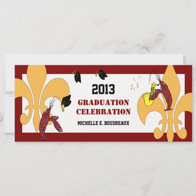 Cajun Crawfish Jazz Graduation Party Einladung (Vorderseite)