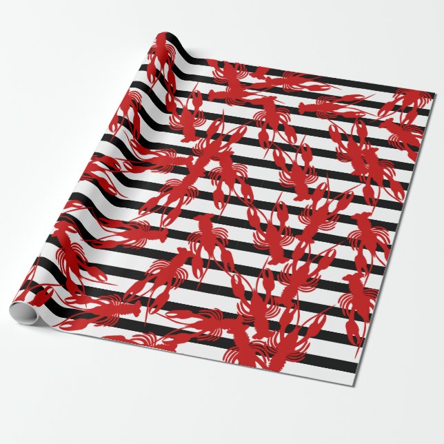 Cajun Crawfish & Stripes Geschenkpapier (Ungerollt)