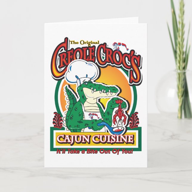 Cajun Creole Mardi Gras Crocodile Karte (Vorderseite)