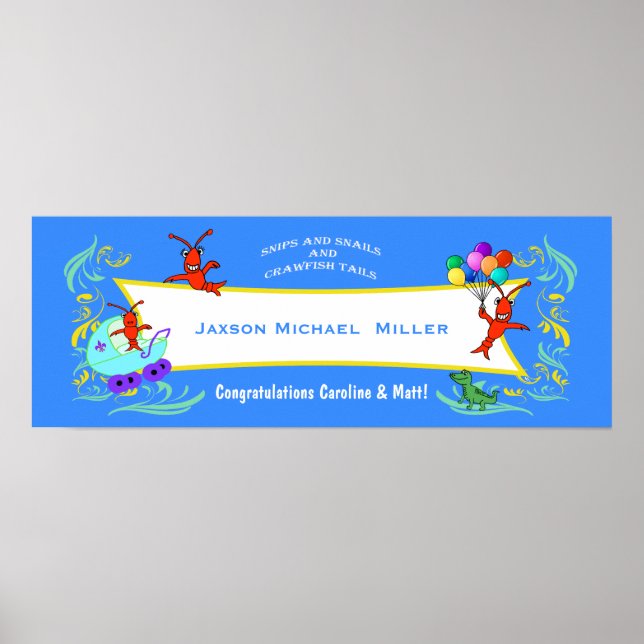 Cajun Critters Baby Boy Banner (leer) Poster (Vorne)